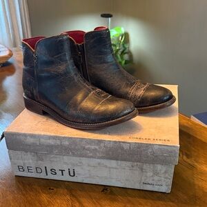 BED|STU Distressed Black Leather womens Yurisa black lux Boots 8.5
